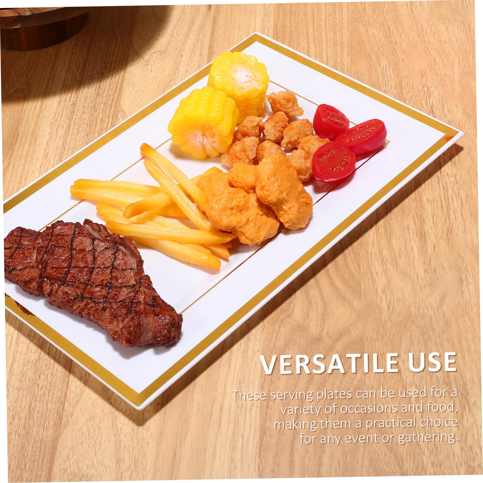 STOBAZA 10Pcs Elegant Disposable Serving Trays Sturdy Food Platters with Trim for Parties Buffets and Picnics Versatile Use for Snacks and Meals