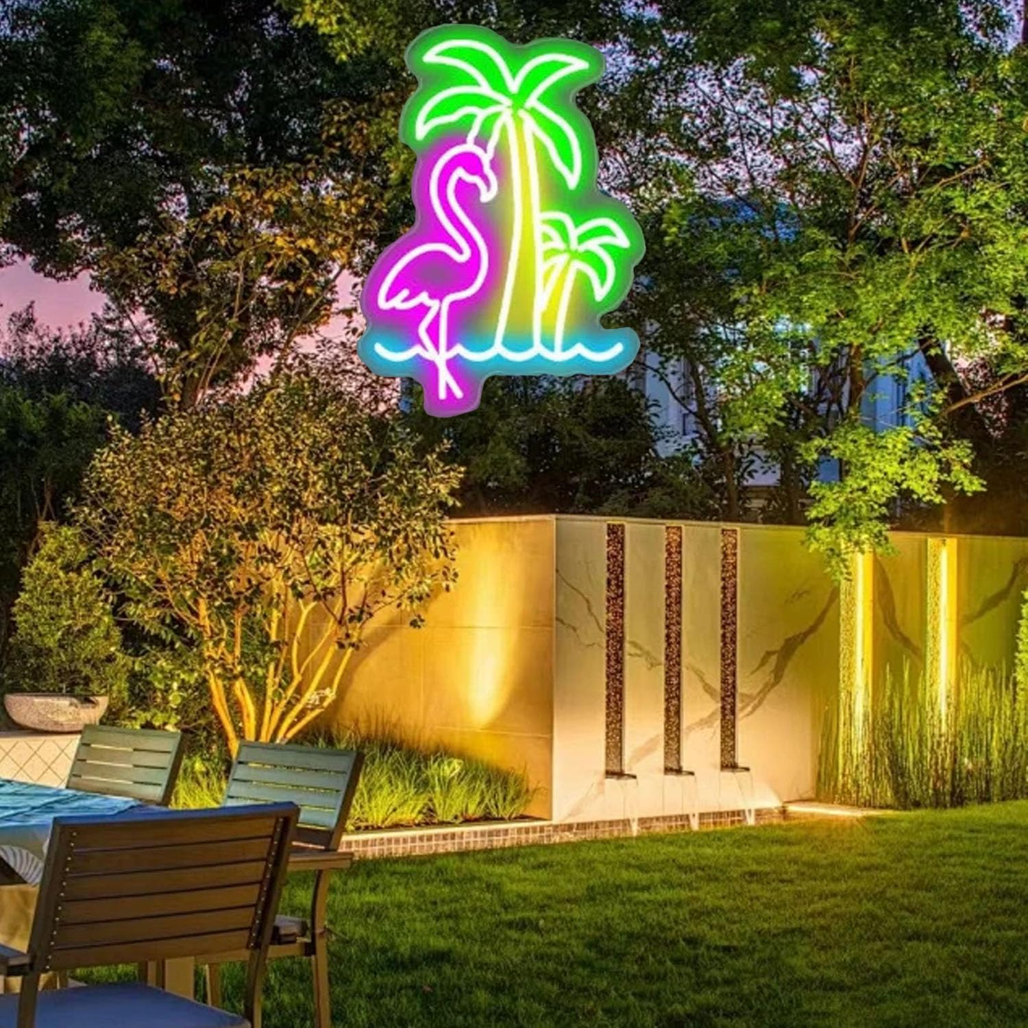 Waterproof Flamingo Palm Tree Neon Sign, Outdoor Oasis Sign, Pool Bar Decor, Poolside Paradise Sign, Tropical Neon Sign, Flamingo Decor - Image 2