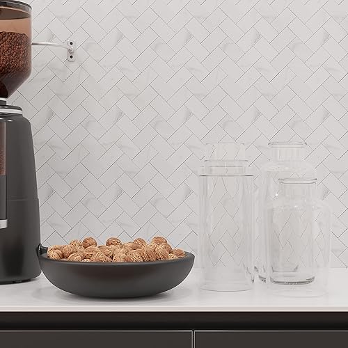 Miniatura 6 de Avant Decor  Espiga compuesta de piedra  Azulejos de cocina para despegar y pegar  Azulejos de pared para pegar  Fácil instalación  5 x 5 pulgadas