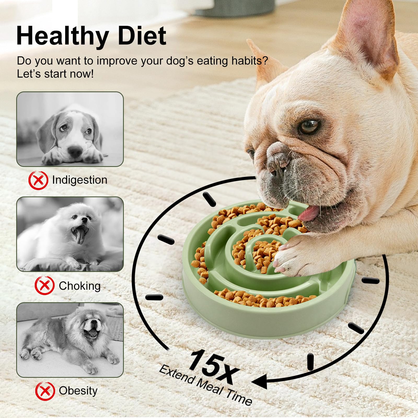 Slow Feeder Dog Bowls, Silicone Dog Bowl with Anti-Slip, Slow Feeder & Non-Slip Design, Boredom and Anxiety Reducer - Image 3