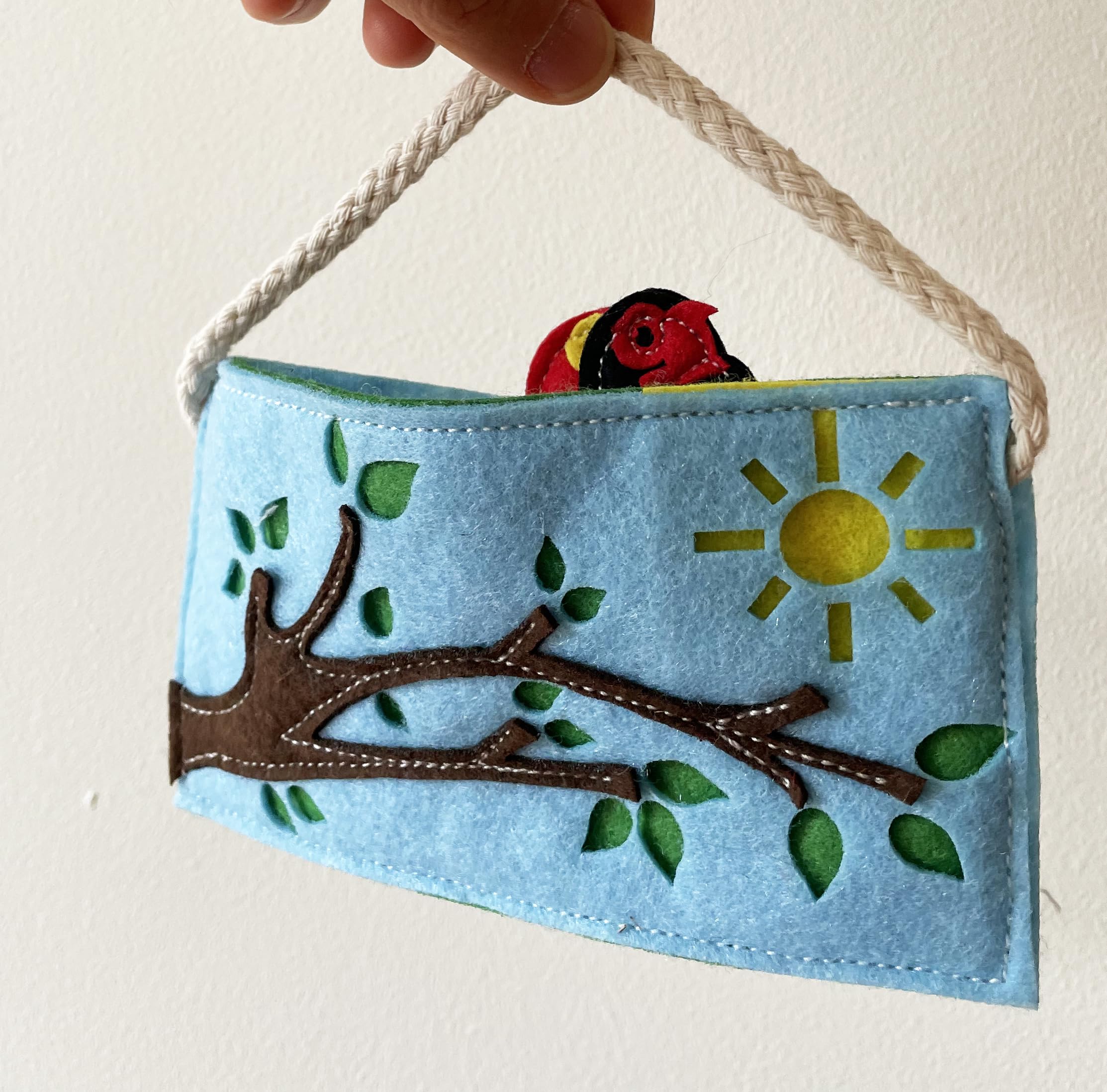 Finger Puppet Two Little Dicky Birds with beautifully made Tree Branch Bag, Colorful finger Puppet for Creative Play - Image 3