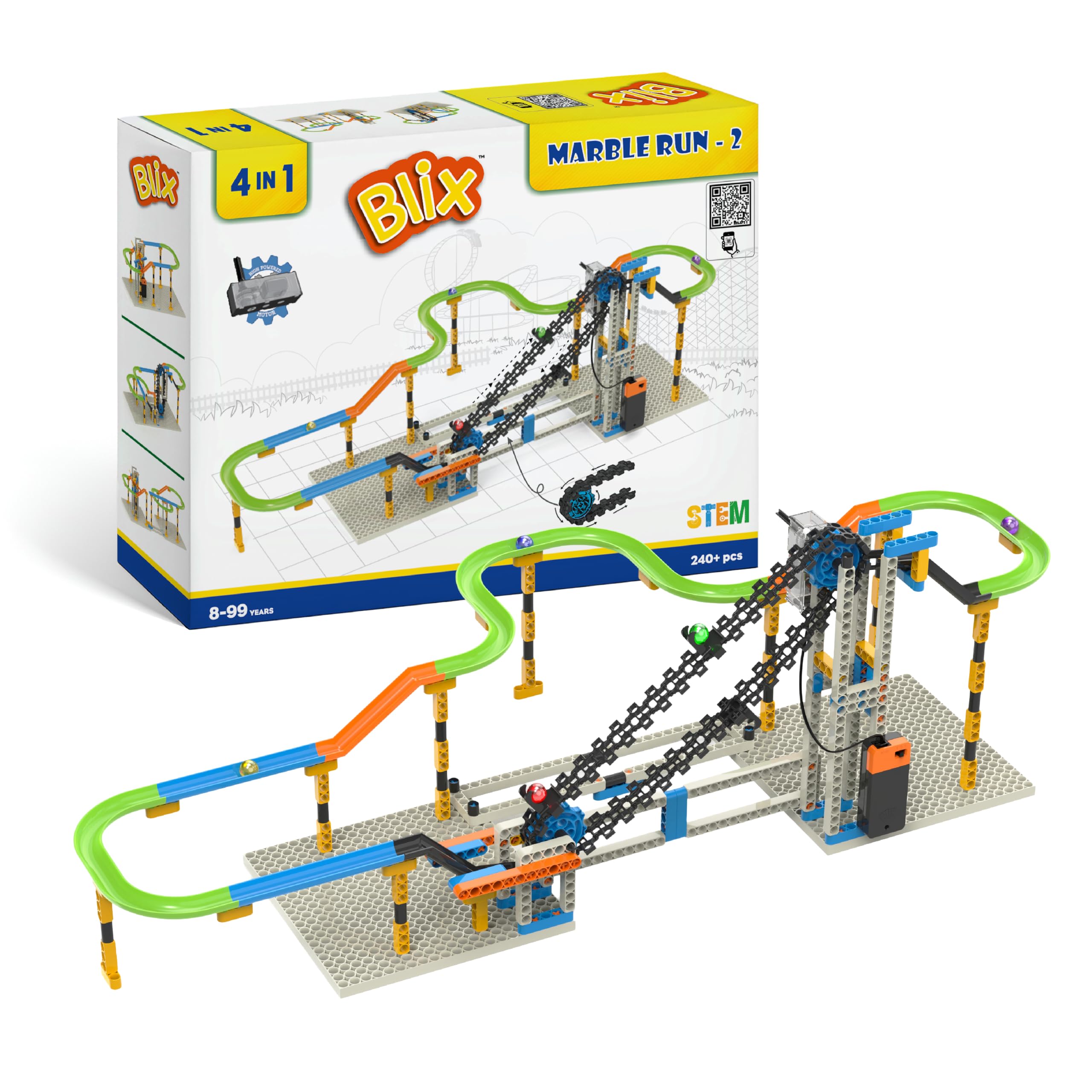 Blix Marble Run 2 | Motorised Conveyor, 4+Models, Age-8+, Best Gift for Kids-image-4