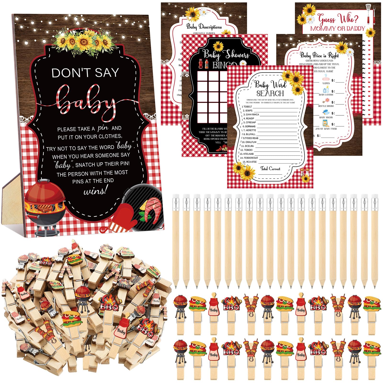 Patelai 321 Pcs Baby Shower Games Supplies, Bbq