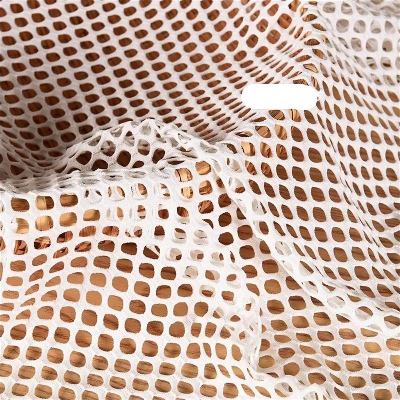 Tejido de malla elástica, Tela de malla elástica hueca transpirable negro blanco 1-1,5 m for costura encubrimiento baile(White,1.5 meters)