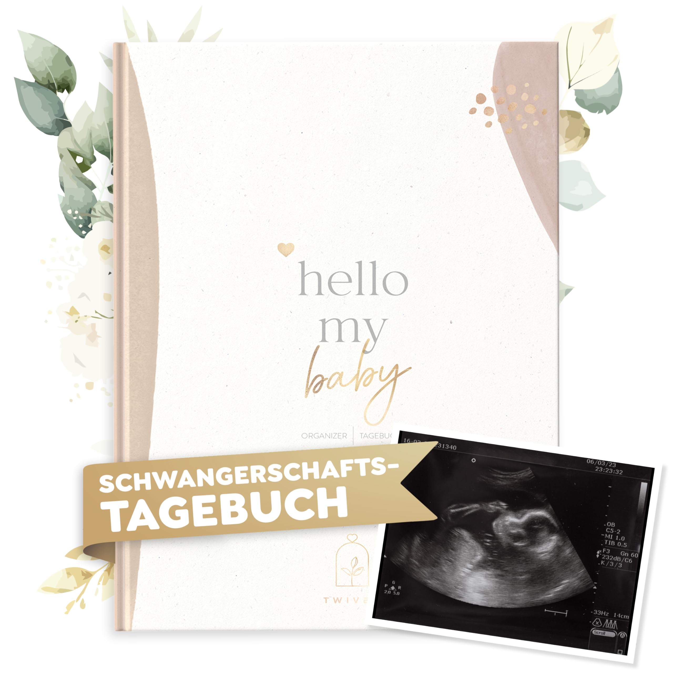 TWIVEE - Schwangerschaftstagebuch - hello my baby - Schwangerschaftsbuch - Meine Schwangerschaft Buch - Babytagebuch - Meilensteinkarten - Tagebuch für Erinnerungen und Fotos - Pregnancy Diary