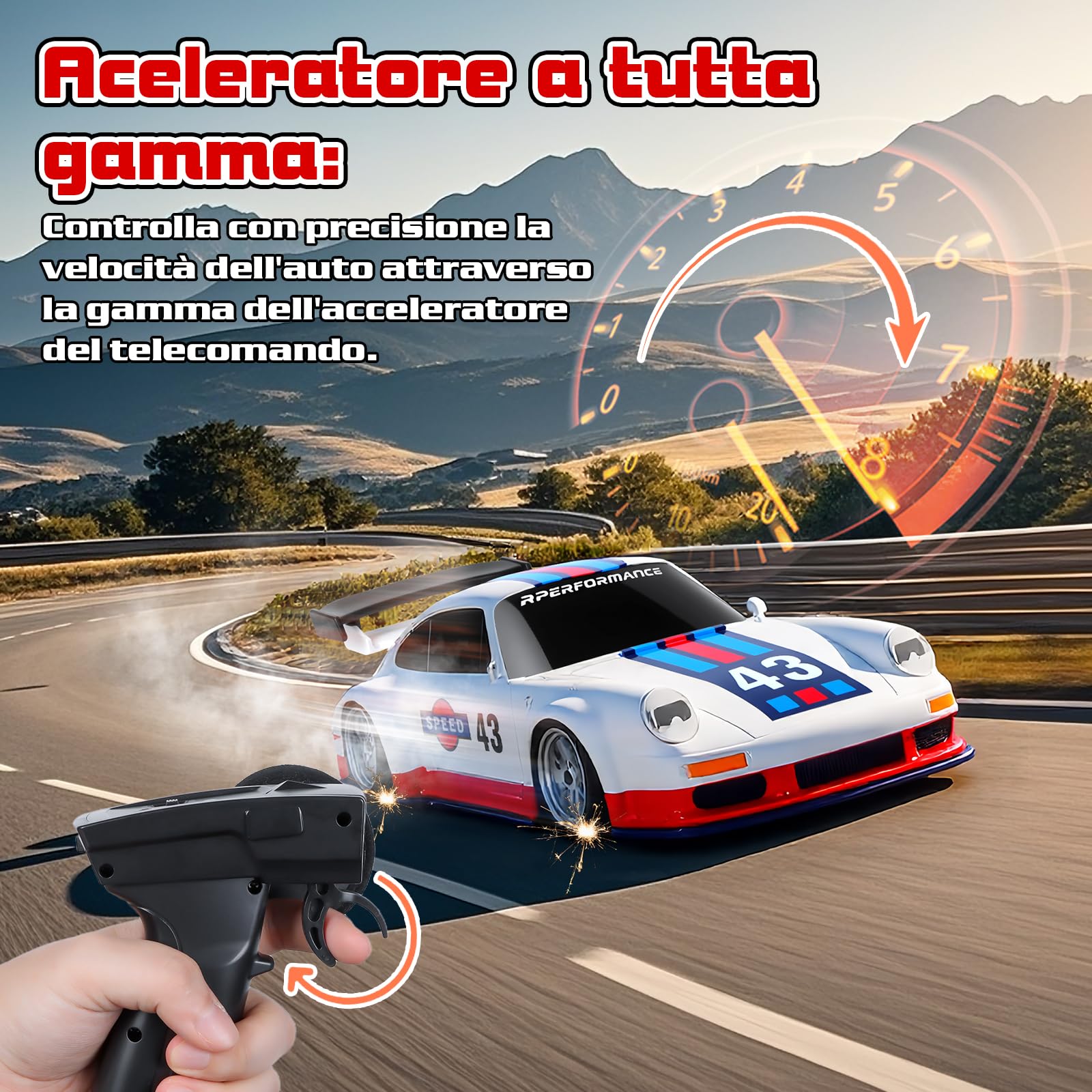Joellfuner Macchina Telecomandata Drift, 1:43 Mini RC Drift Car, Auto Telecomandata, Micro Macchina Telecomandata con Luce LED, 15km/h, Auto Giocattolo per Bambini di 14 Anni (Standard)