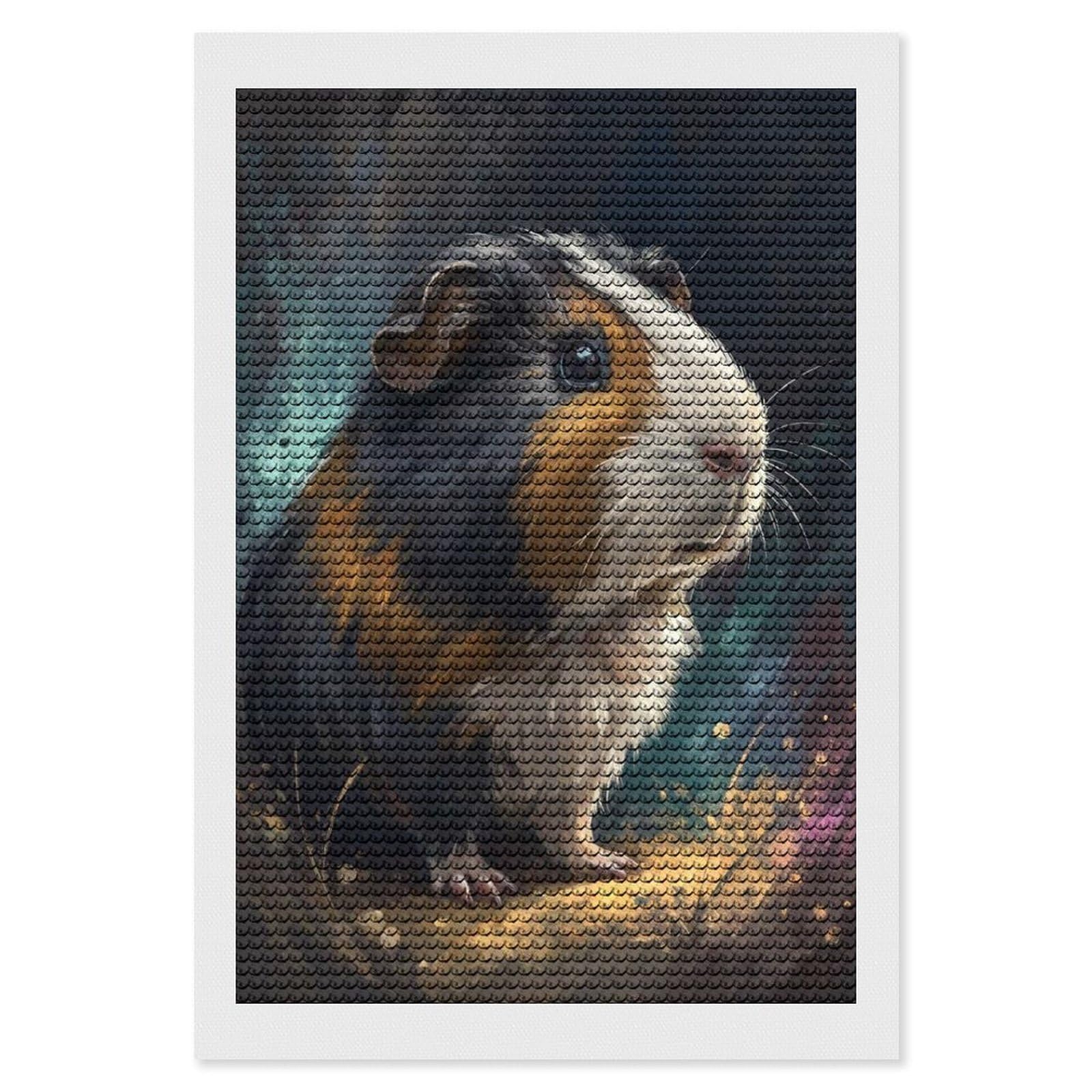 Junmoney Guinea Pig Portrait DIY Diamond Art Canvas Kit 8"x12", Simple to Start, Fun Craft Experience, Modern Decor, Gift Idea, Adhesive Canvas