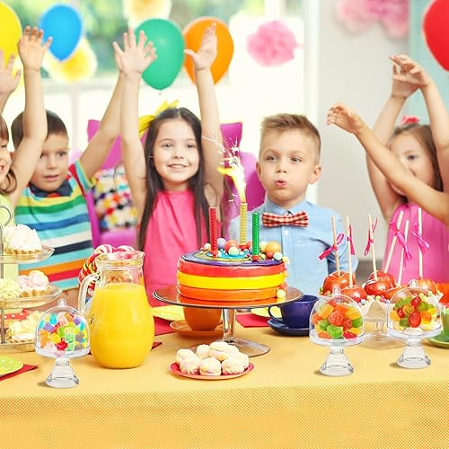 Miniatura 6 de JC HUMMINGBIRD 12 soportes para platos de pastel de 4 pulgadas de alto x 2.75 pulgadas de ancho con cubierta de cúpula, dorado