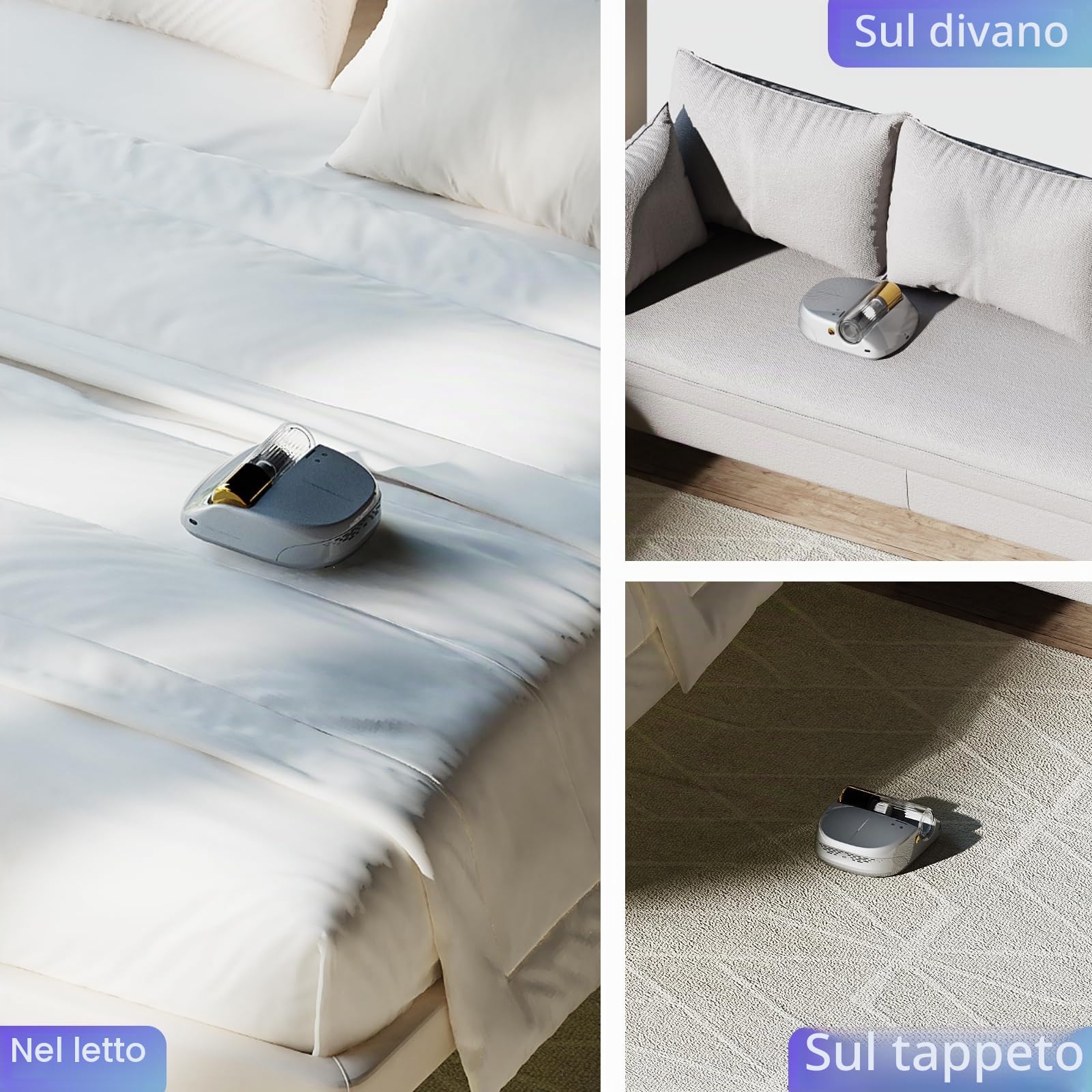CREATULIZE Battimaterasso completamente automatico，14AW e 270nm forte aspirazione，sterilizzazione UV-C，55dB a basso rumore aspirapolvere per materassi，adatto per biancheria da letto, divani materassi