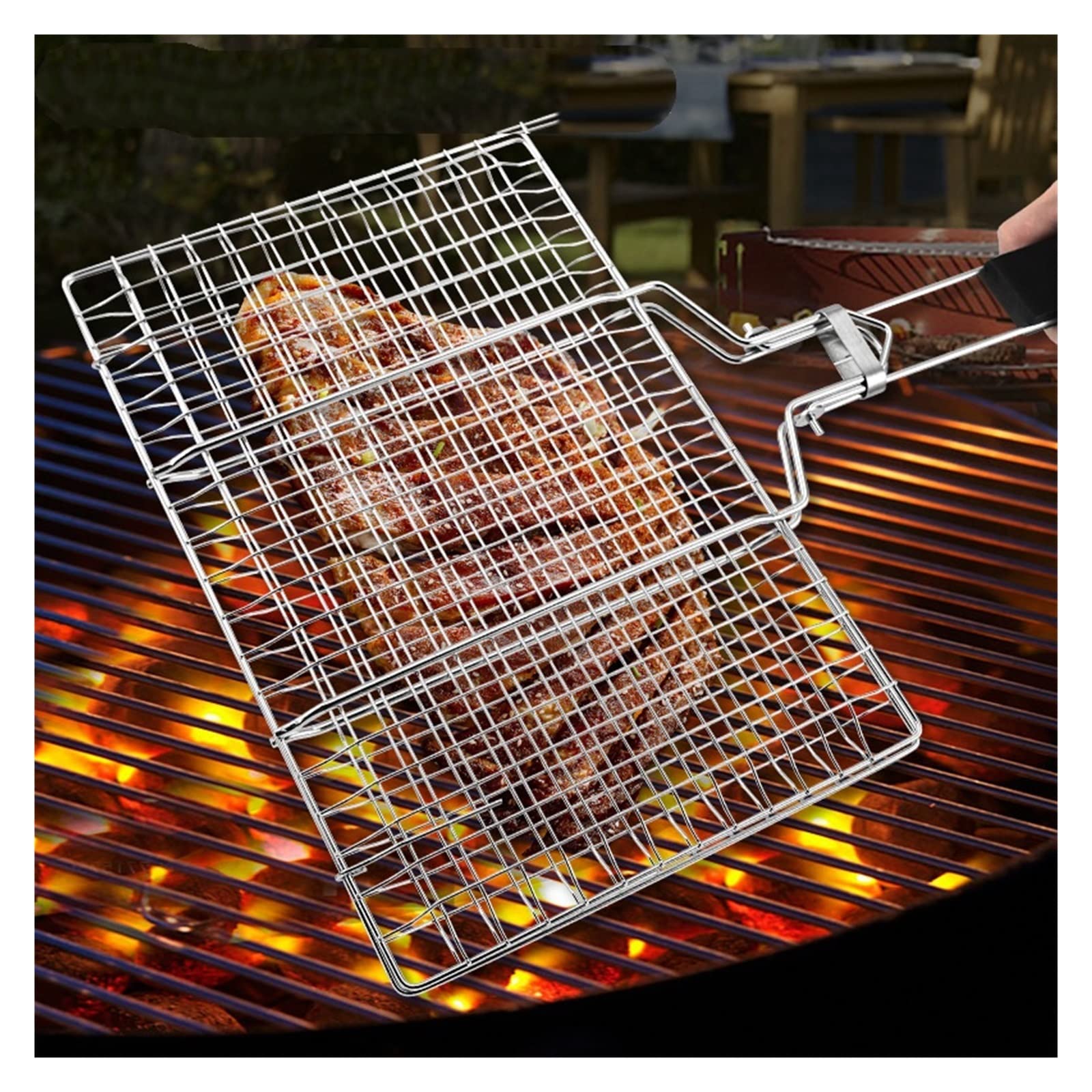 Cestello per grigliare cilindrico in rete metallic Cestello for griglia portatile Cestello for griglia in acciaio inossidabile Manico rimovibile Accessori for griglia Verdure for griglia all'aperto (