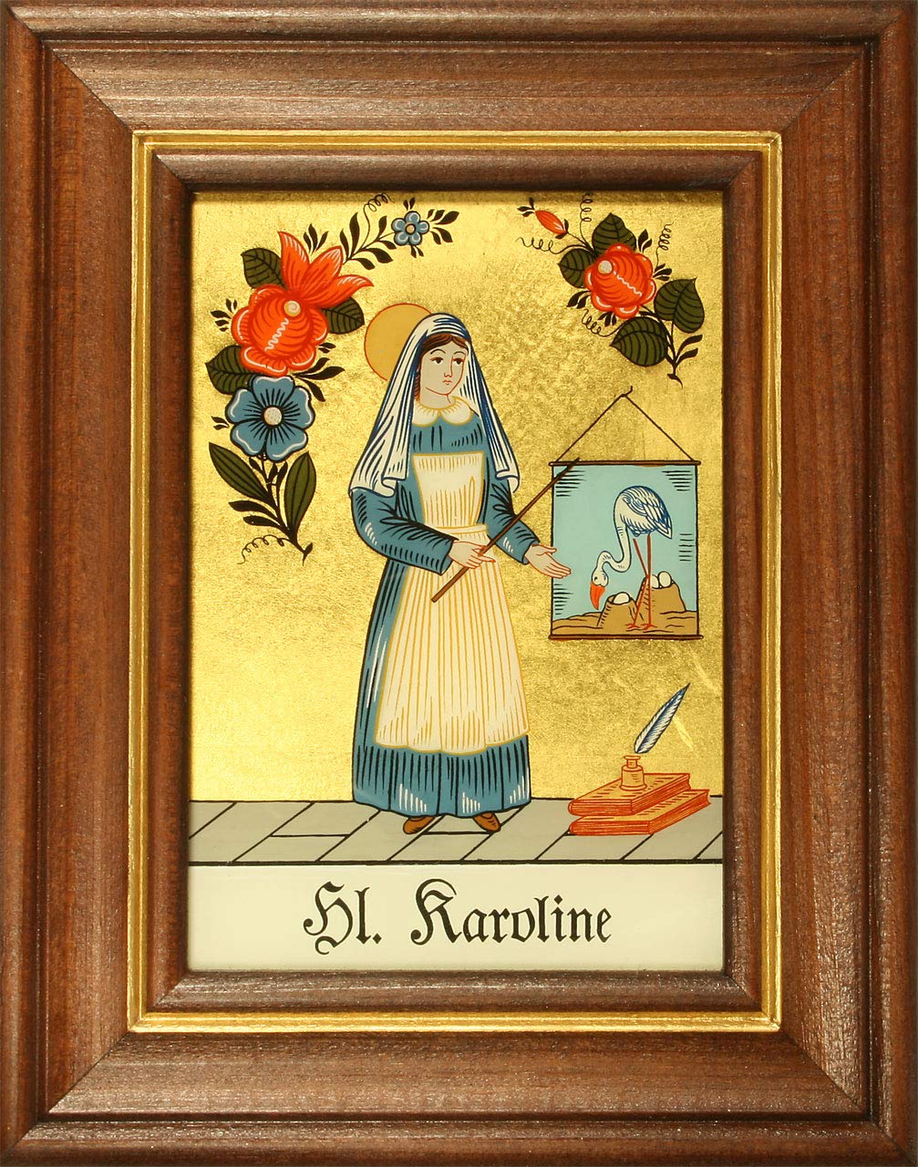 Hinterglasbild Hl. Natascha 12,5x16cm - Handbemalt Mit 24 Karat Blattgold