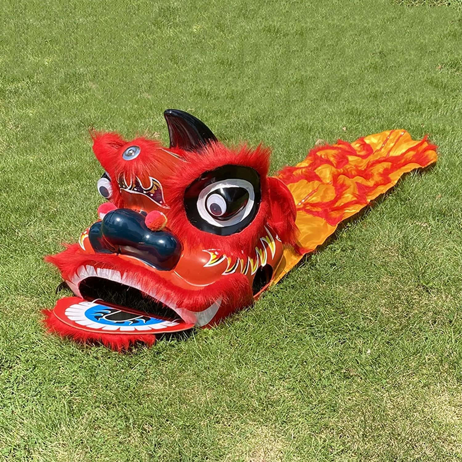 Drago Cinese per Feste Costume da Mascotte di Danza del Leone 9 Pollici Unico Tradizionale Testa Sport all'Aria Aperta Feste Cinesi in Italia(Rot)