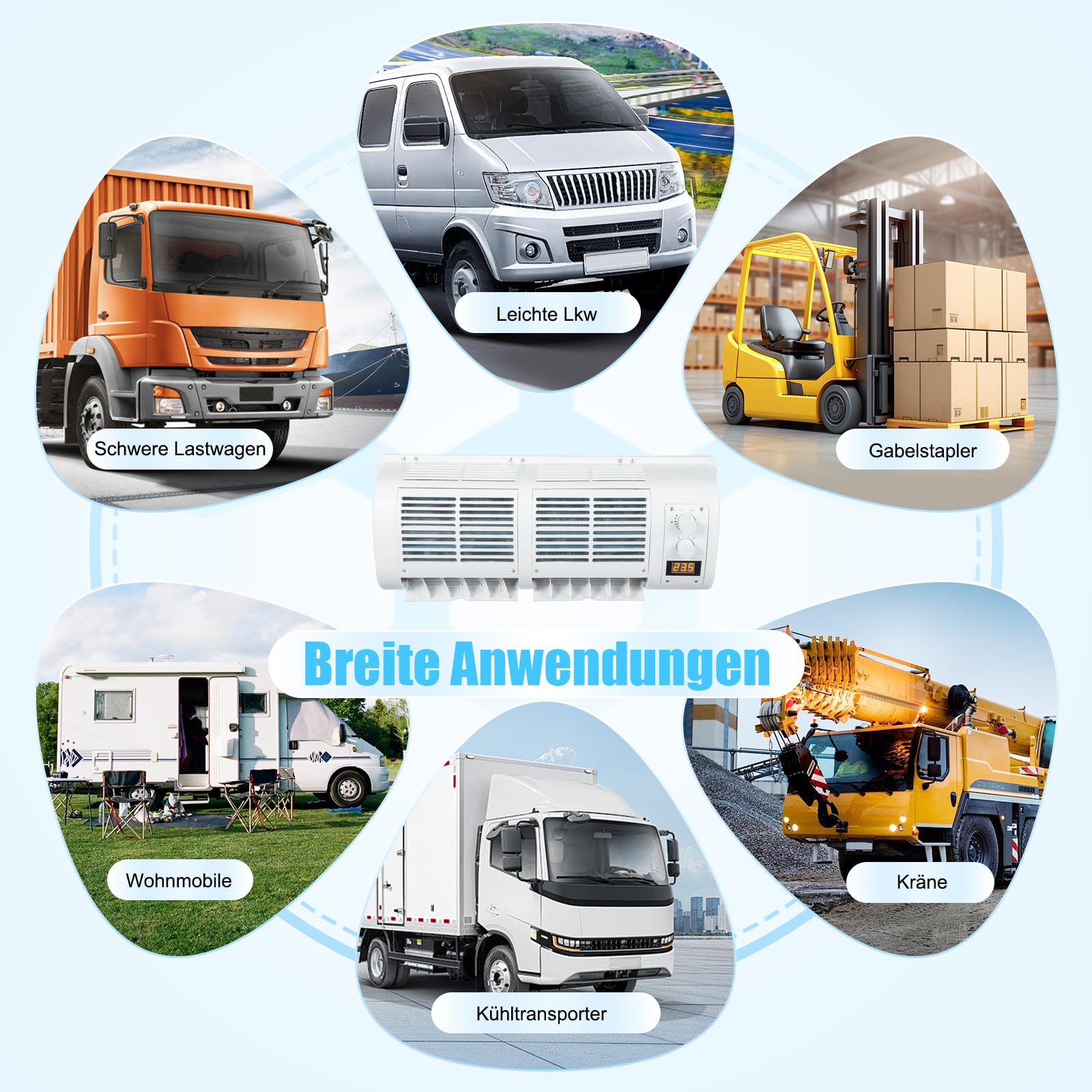Aria condizionata roulotte, climatizzatore a parete 100 W con display LCD, velocità del vento regolabile e temperatura a basso rumore, refrigerante R134A per auto, caravan, bus