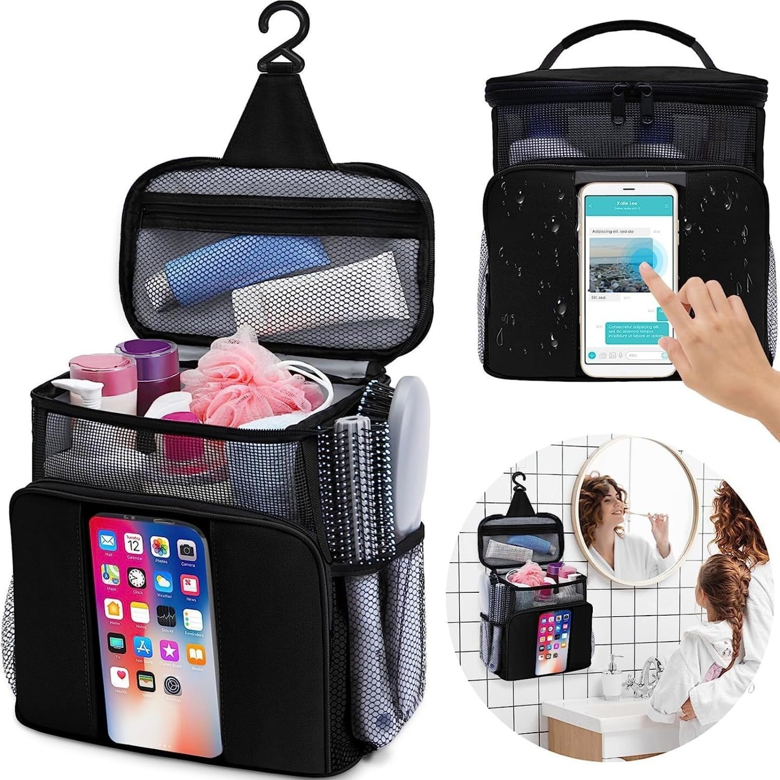 WESLNN Shower Caddy Portable College Dorm Essentials for Guys with Hooks Quick-Dry Shower Caddy for Dorm Travel Essentials