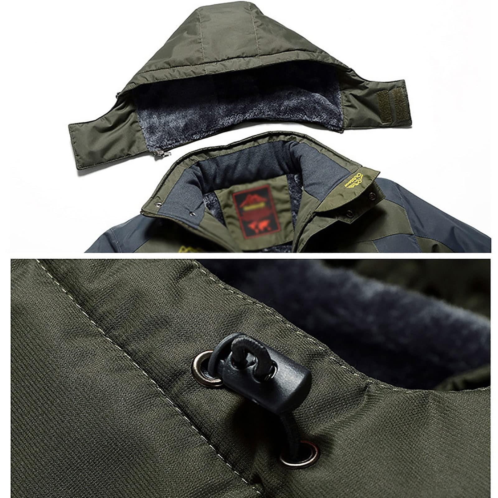 CLSQLXYJZC Chaqueta a prueba de viento para exteriores, forro polar impermeable de invierno, chaqueta de montaña ligera para senderismo, para chaquetas de pesca de caza con capucha extraíble informal