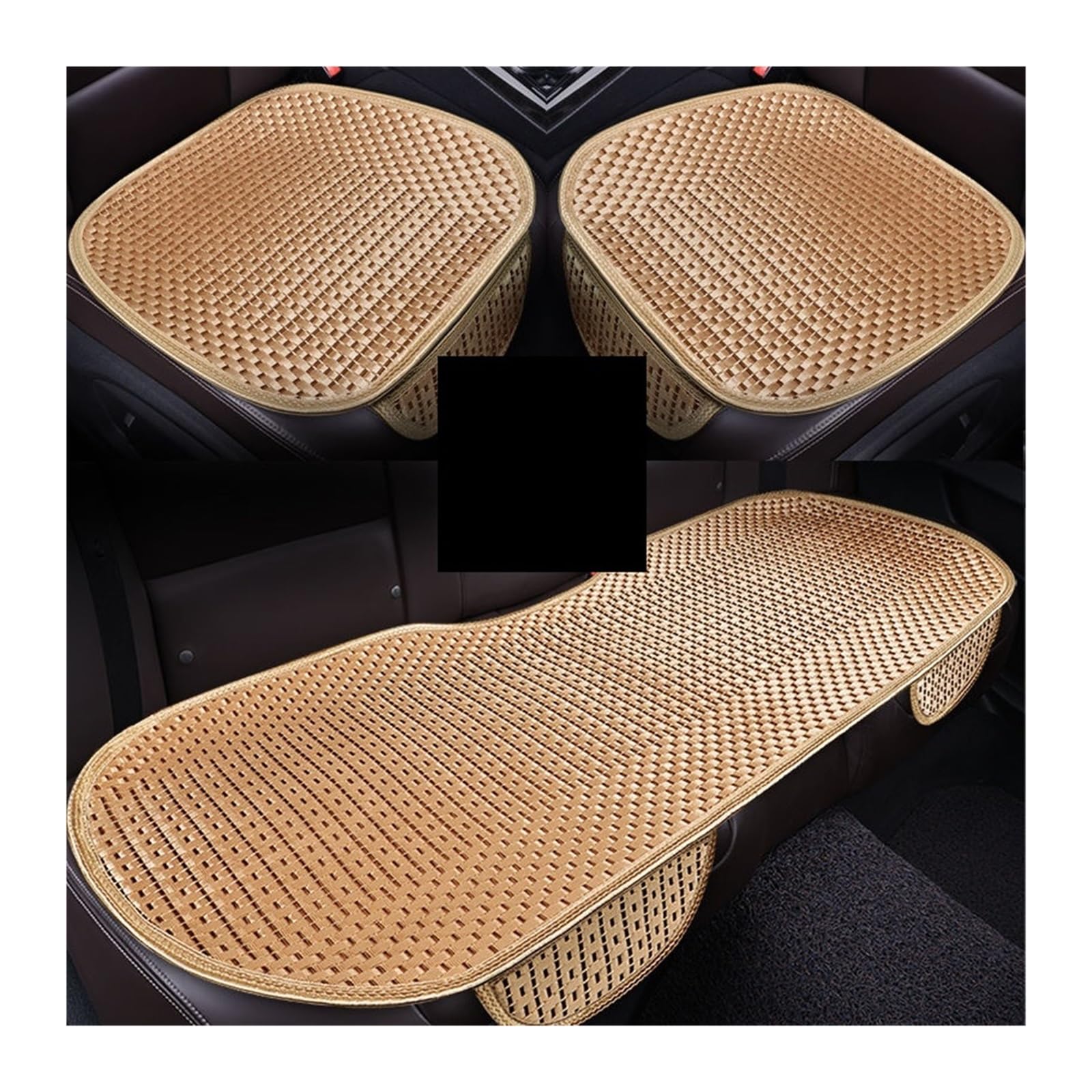 Coprisedile per Auto Universale Traspirante Antiscivolo Fresco Cuscino Estivo per seggiolino Auto。 Copri sedili Auto(Beige)