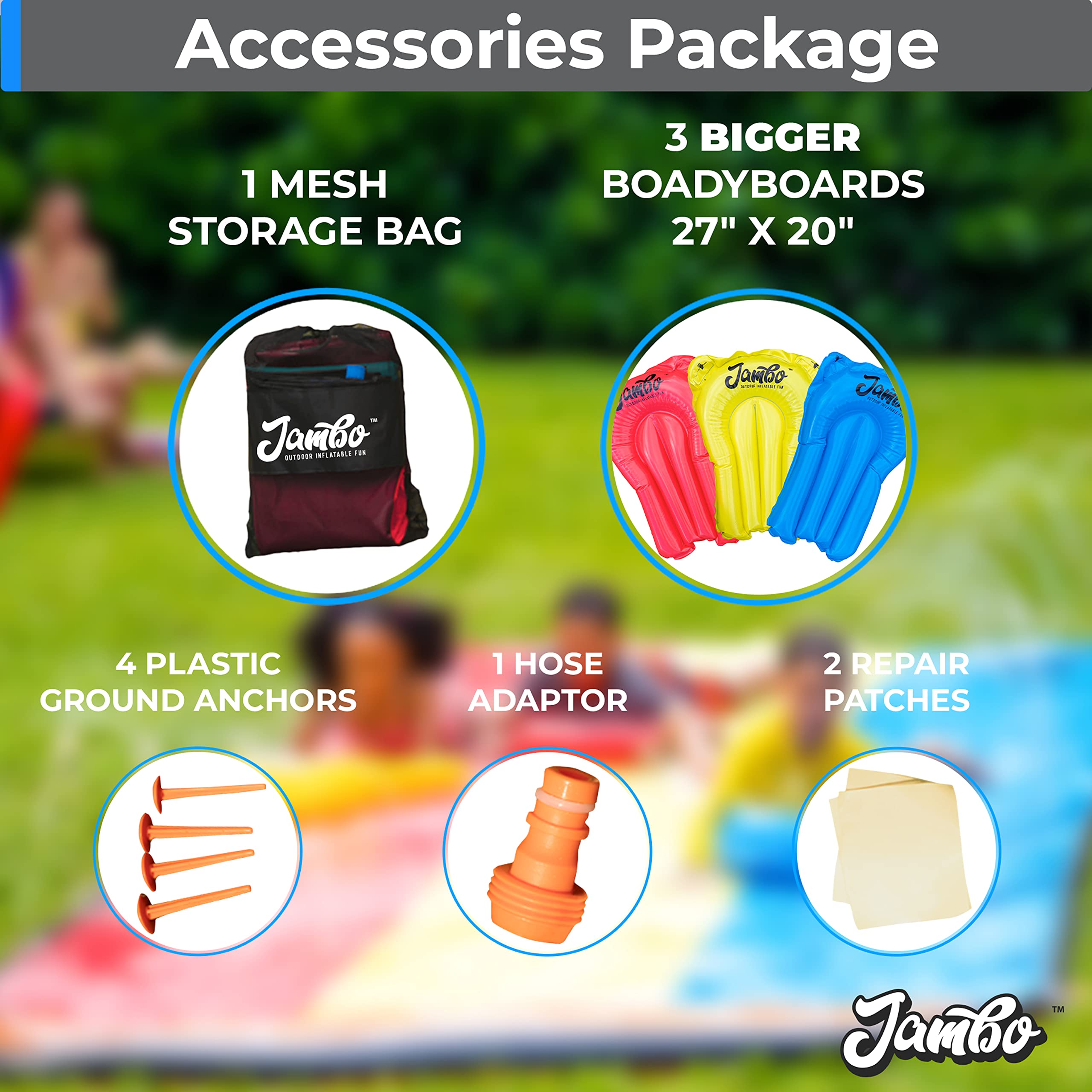 Jambo Slip, Splash and Slide - Slide Bodyboards and Accessory Kit