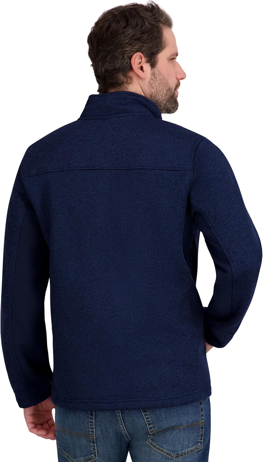 Reebok mens Mock Neck Zip-up Textured Fleece Shell Jacket - Image 3