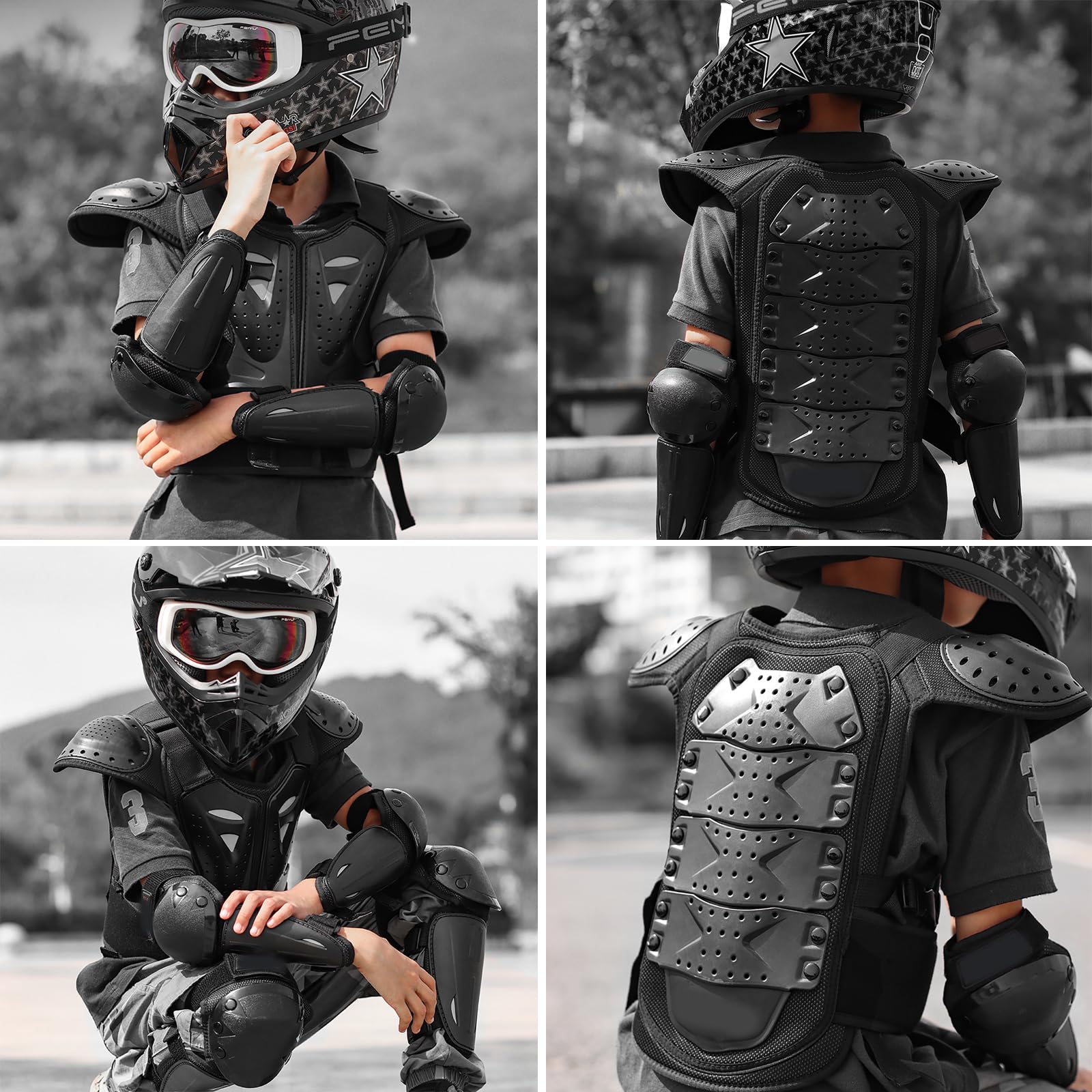 Gilet Protettivo Da Moto Ragazzi Con Protezioni Petto, Schiena E Spalle, Armatura Regolabile Per Motocross, Trail Riding, Mountain Bike E Fuoristrada