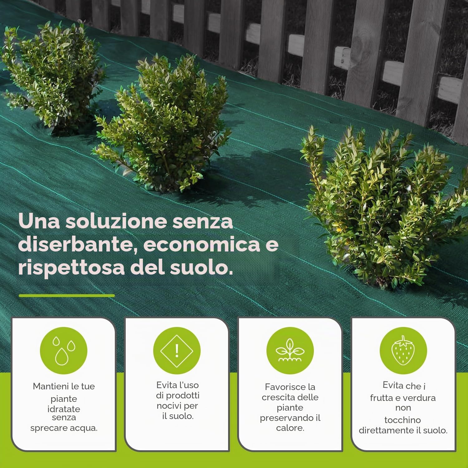 Tela per pacciamatura tessuta, 130 g/m², rotolo, geotessile anticattive erbe, ad alta resistenza, colore verde, per giardino, vialetti, colture (1,50 x 25 m)
