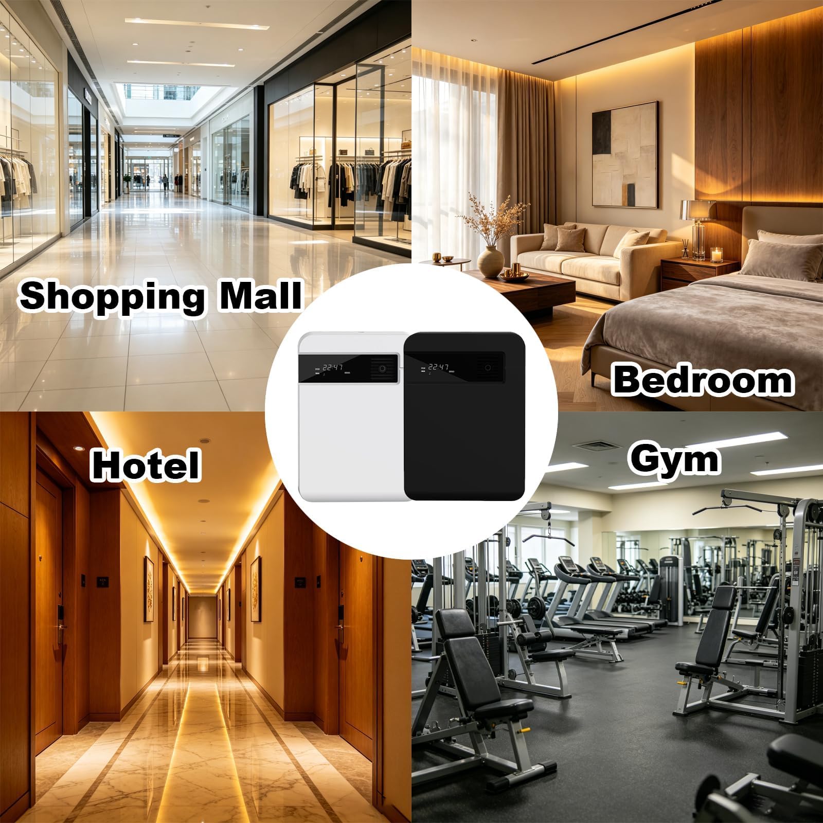 Macchina per l'aria Smart Scent, diffusore di aromi WiFi da 200 ml | con profumo spray temporizzato, funzione di memoria di spegnimento per casa, ufficio, hotel(Black)