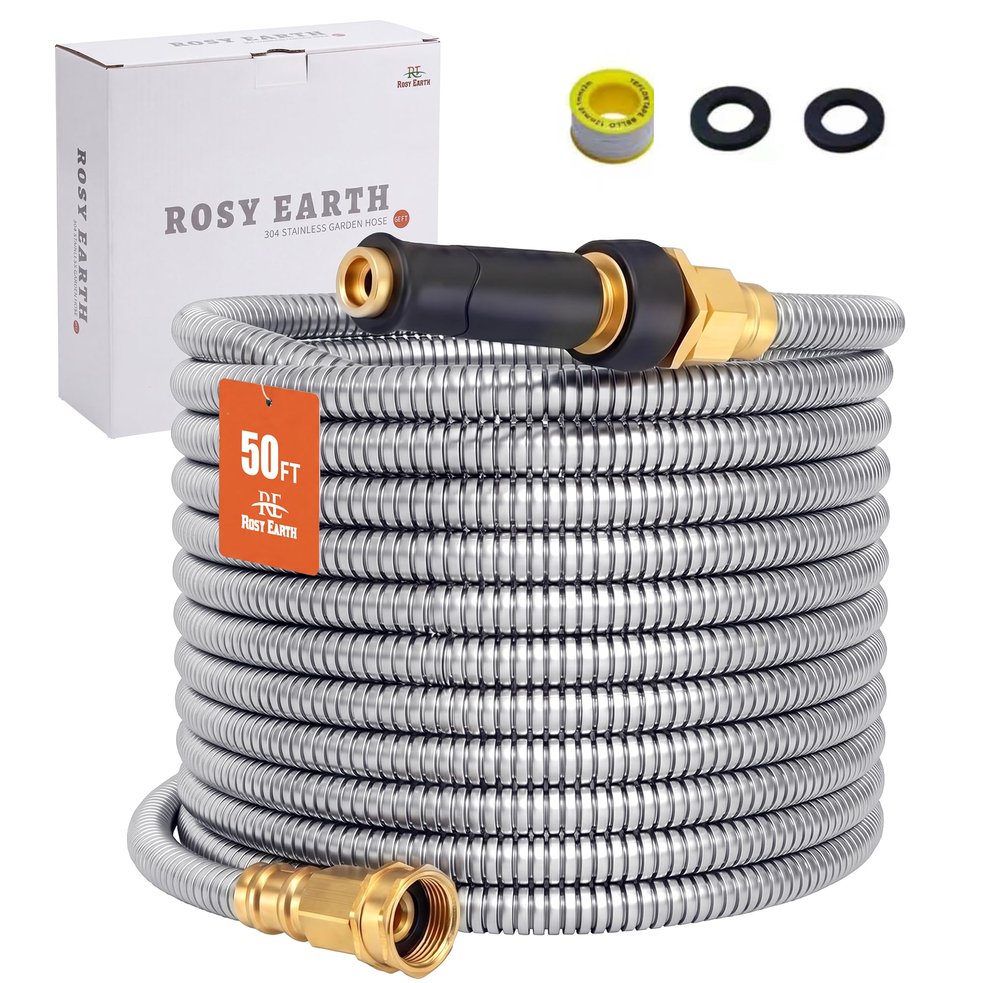 Rosy Earth Expandable Metal Garden Hose 50 FT