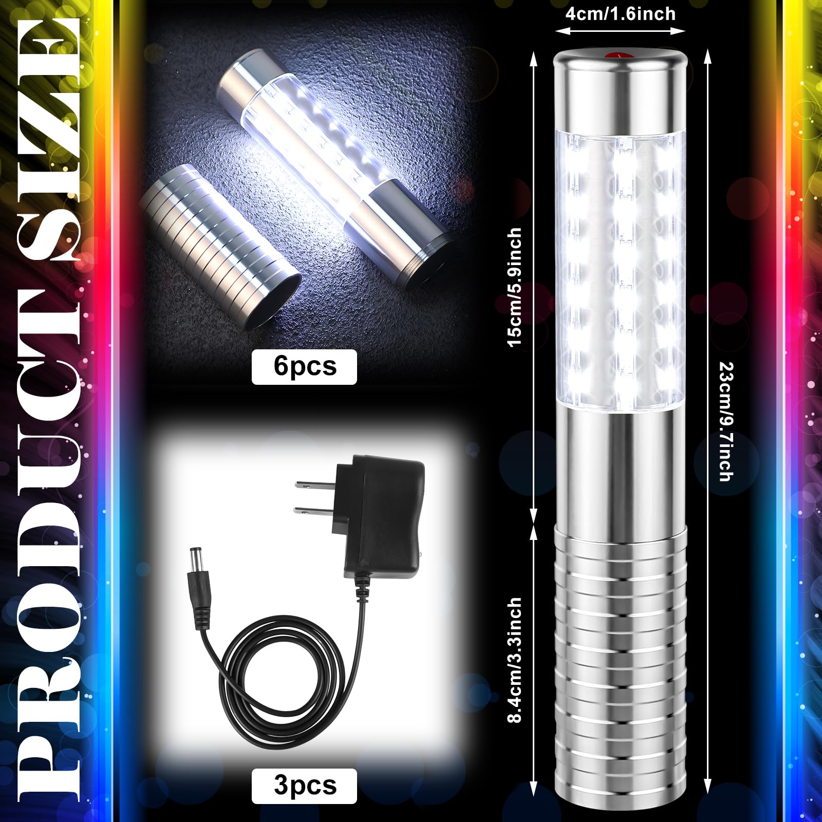 LED Strobe Baton Light Led Bottle Service Lights Bright Rechargeable Champagne Bottle Handheld Light Topper for Bar Nightclub Wedding Party Concert (6)