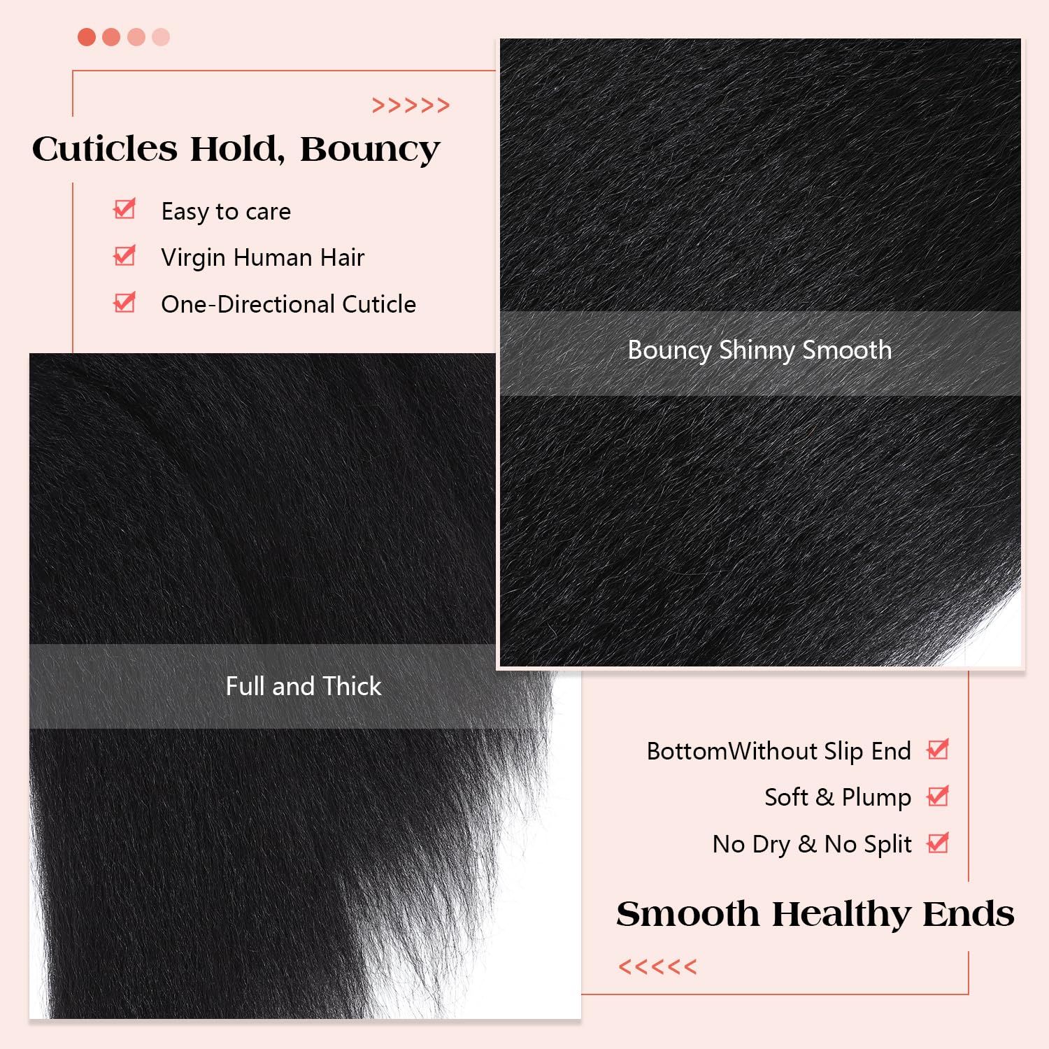 Kinky Straight Bundles Human Hair 16 18 20 Inch 12A Brazilian Yaki Straight 3 Bundles Deals Human Hair Brazilian 100% Unprocessed Virgin Remy Hair for Black Women Natural Black Hair Extension