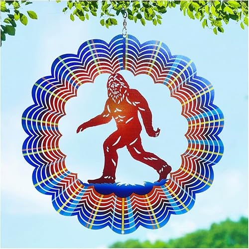 Molinillos de Viento Bigfoot, Regalos de Pie Grande Sasquatch para Mujeres/Hombres, 12 pulgadas, Molinillo de Viento Colgante de Acero Inoxidable