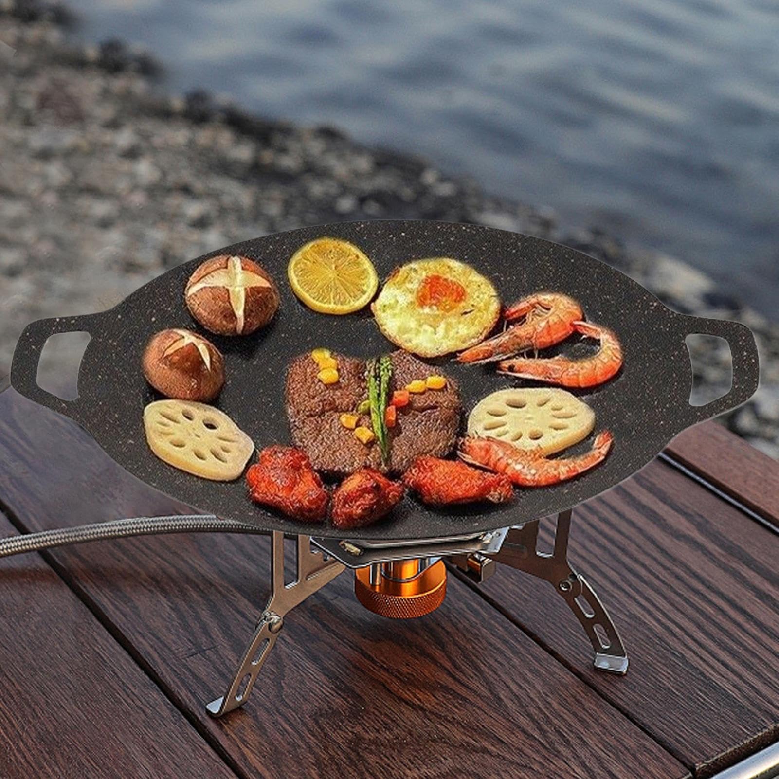 Padella Barbecue Coreana Strumenti Da Cottura BBQ Portatili, Spazzola, | Padella In Ghisa Con Rivestimento Antiaderente Pennello Guanti Pinze Per Induzione, Fornello, Bistecca, Pesce