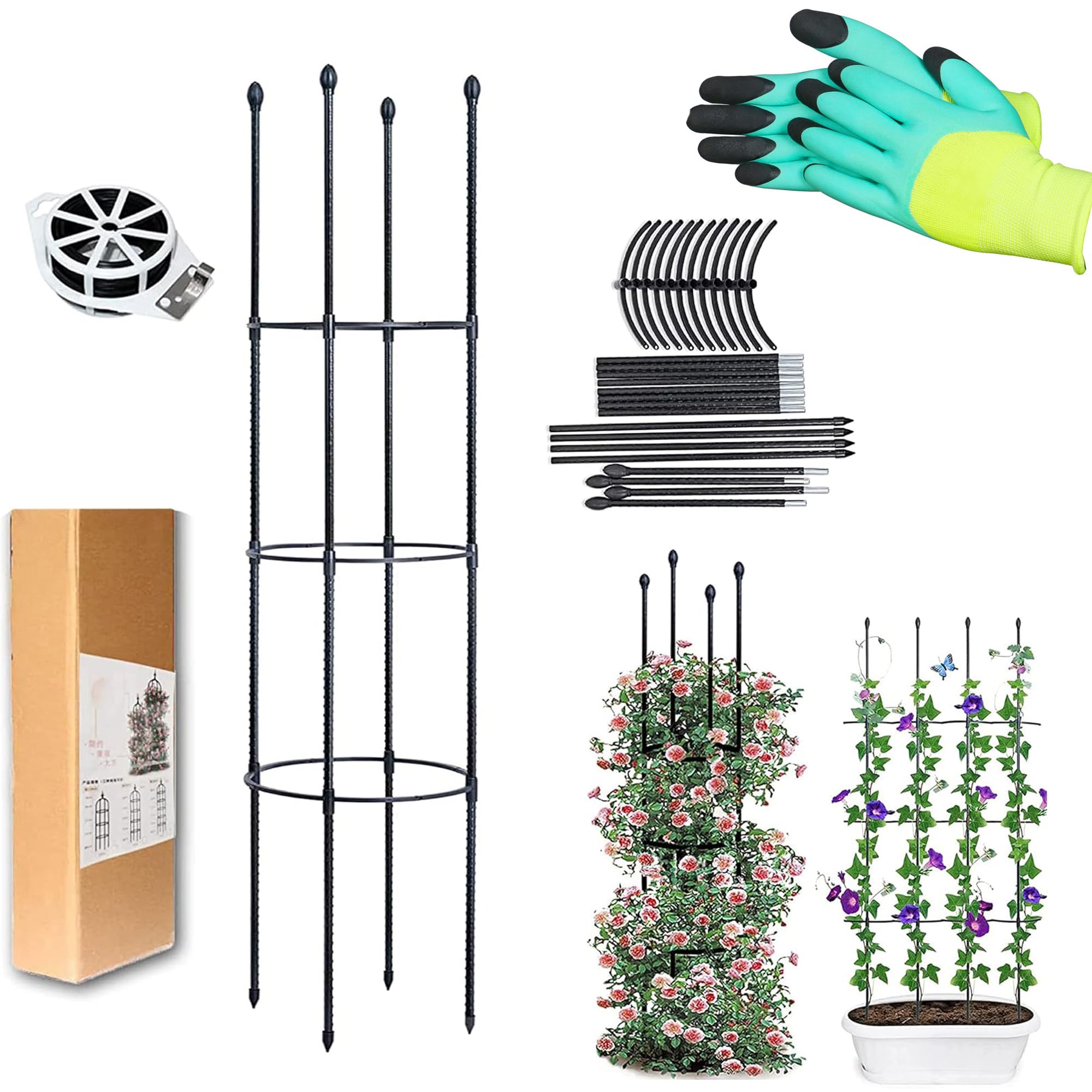 Obelisco A Traliccio da Giardino,Garden Supporto Piante Rampicanti,Gabbie Pomodori e Supporti per Piante,Adatta a Tutti i Tipi di Piante rampicanti,ortaggi,Fiori,Guardiano delle Piante