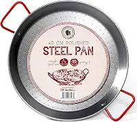 Gourmanity Feito pela Garcima Panela de Paella de Aço Carbono de 40 cm, Frigideira Grande de Aço Polido de 40 cm da Espanha, Ótimo para Festas de Paella em Interiores, Exteriores e Mais, Paeller