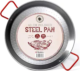 Gourmanity Feito pela Garcima Panela de Paella de Aço Carbono de 40 cm, Frigideira Grande de Aço Polido de 40 cm da Espanha, Ótimo para Festas de Paella em Interiores, Exteriores e Mais, Paeller