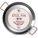 Gourmanity Made by Garcima 16 inch Carbon Steel Paella Pan, 40cm Polished Steel Large Skillet From Spain, Great for Paella Parties Indoors, Outdoors, and More, Imported Spanish Paellera, Made