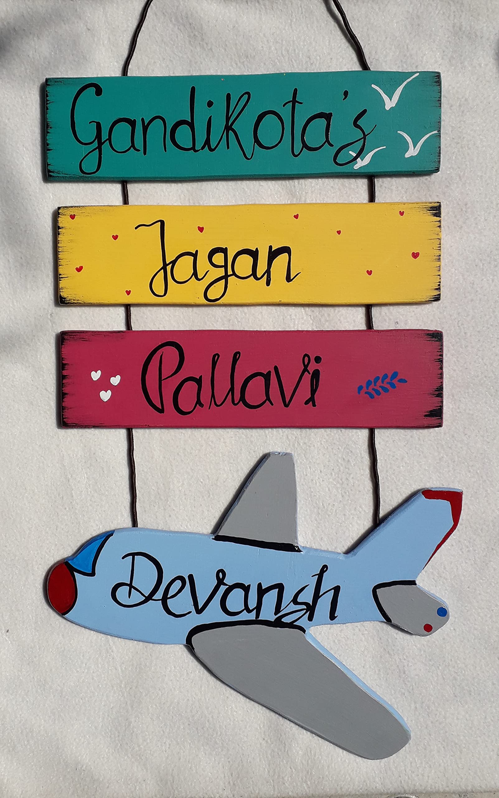 Personalized Wooden Name Plate - Rose Garden Design -7