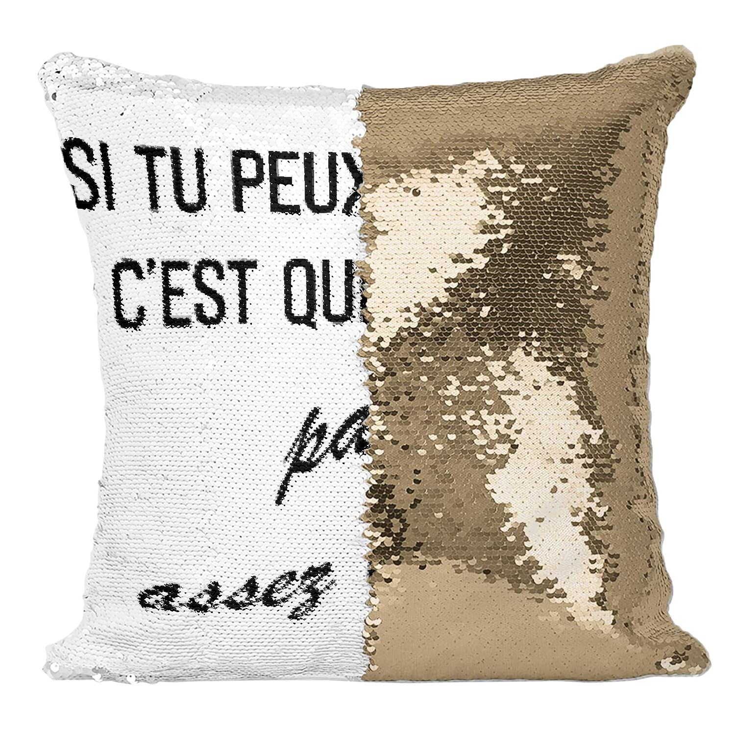Paillettes Doré Si Tu Peux Lire Ceci coussin rigolo - Idée cadeau crémaillère