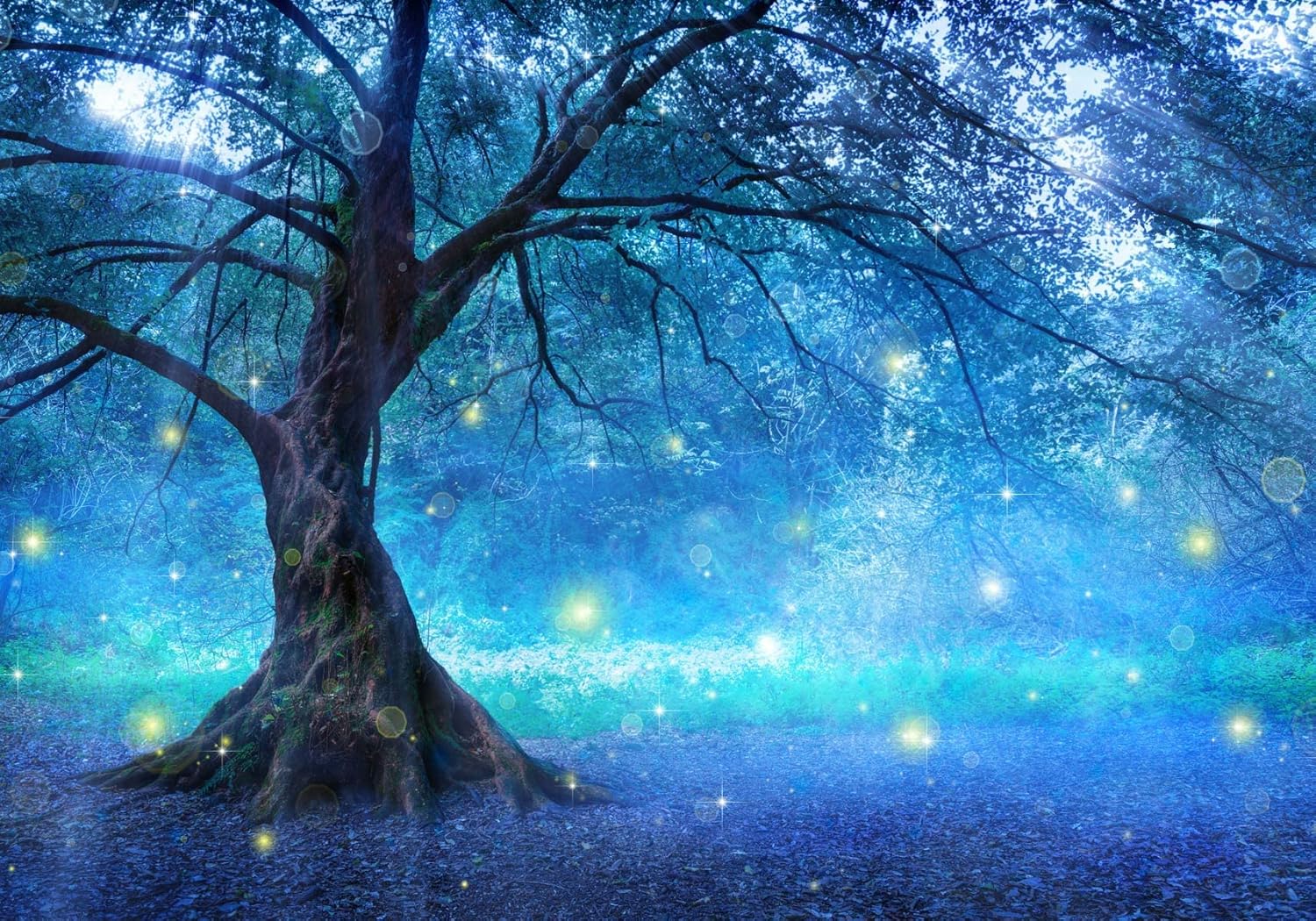 Bormia Fantasy Wall Mural Fairy Tree in Mystic Forest Wall Decor Photo Wallpaper for Kids Room Living Room Bedroom
