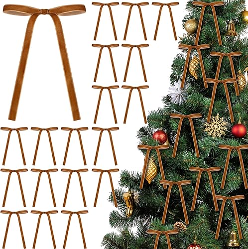 24 lazos de terciopelo para corona de Navidad de 5 x 7 pulgadas, lazos de regalo para manualidades rústicas, lazos de cinta de terciopelo vintage