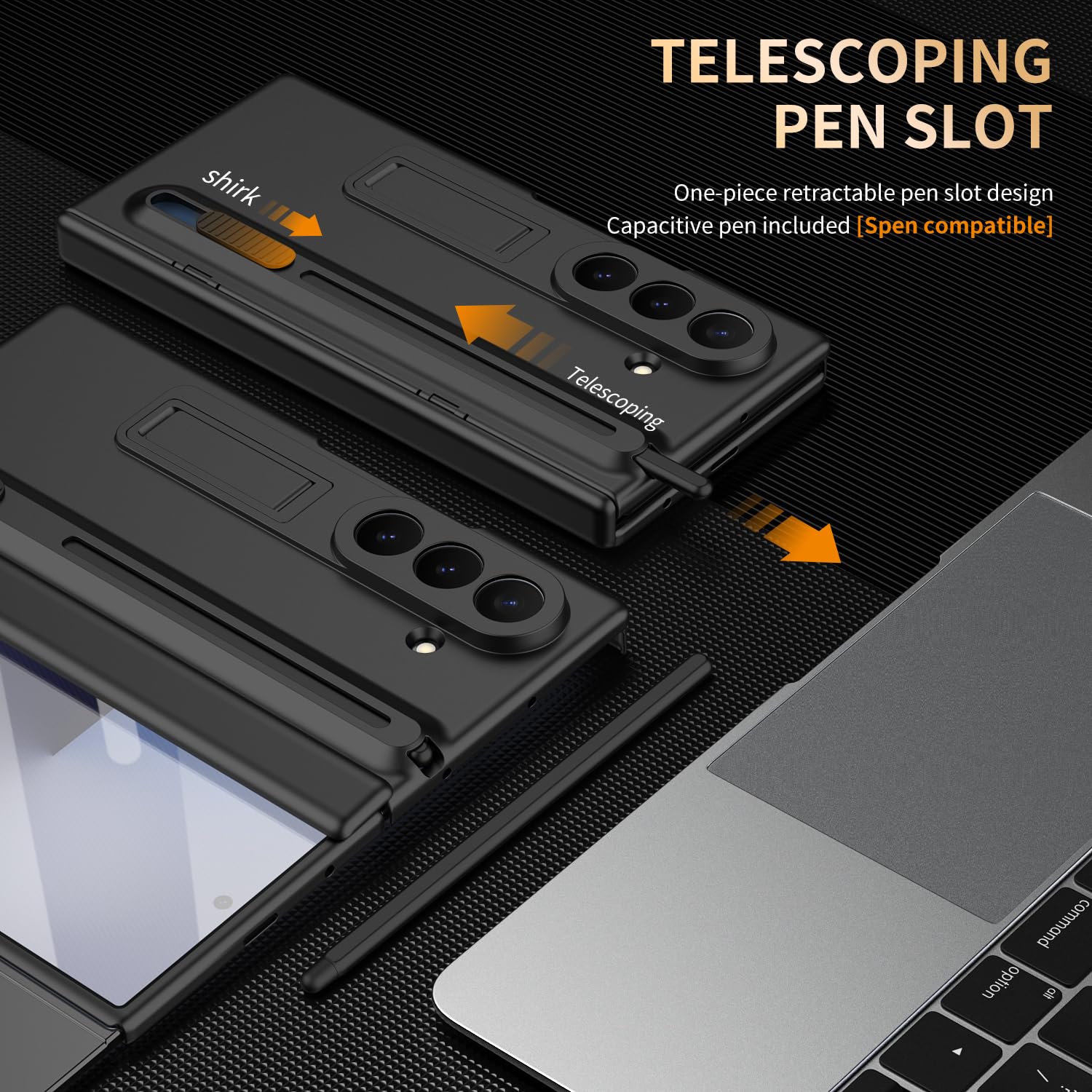Funda para Galaxy Z Trifold con lápiz óptico, Protector de Pantalla Integrado, protección de bisagra, Ranura para S Pen, Carcasa con Soporte para Samsung Galaxy Z Trifold-Negro