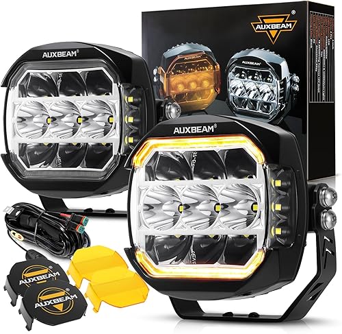 Miniatura 8 de Auxbeam Serie V-Ultra de 5 pulgadas - Cápsulas de luz LED de 172 W, luz de conducción redonda para todo terreno con DRL ámbar, amplio rango de 270,