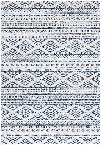 Miniatura 1 de SAFAVIEH Tulum Collection - Alfombra decorativa de 2 x 4 pies, color marfil y azul marino, diseño tribal bohemio marroquí, no desprende pelusa y de
