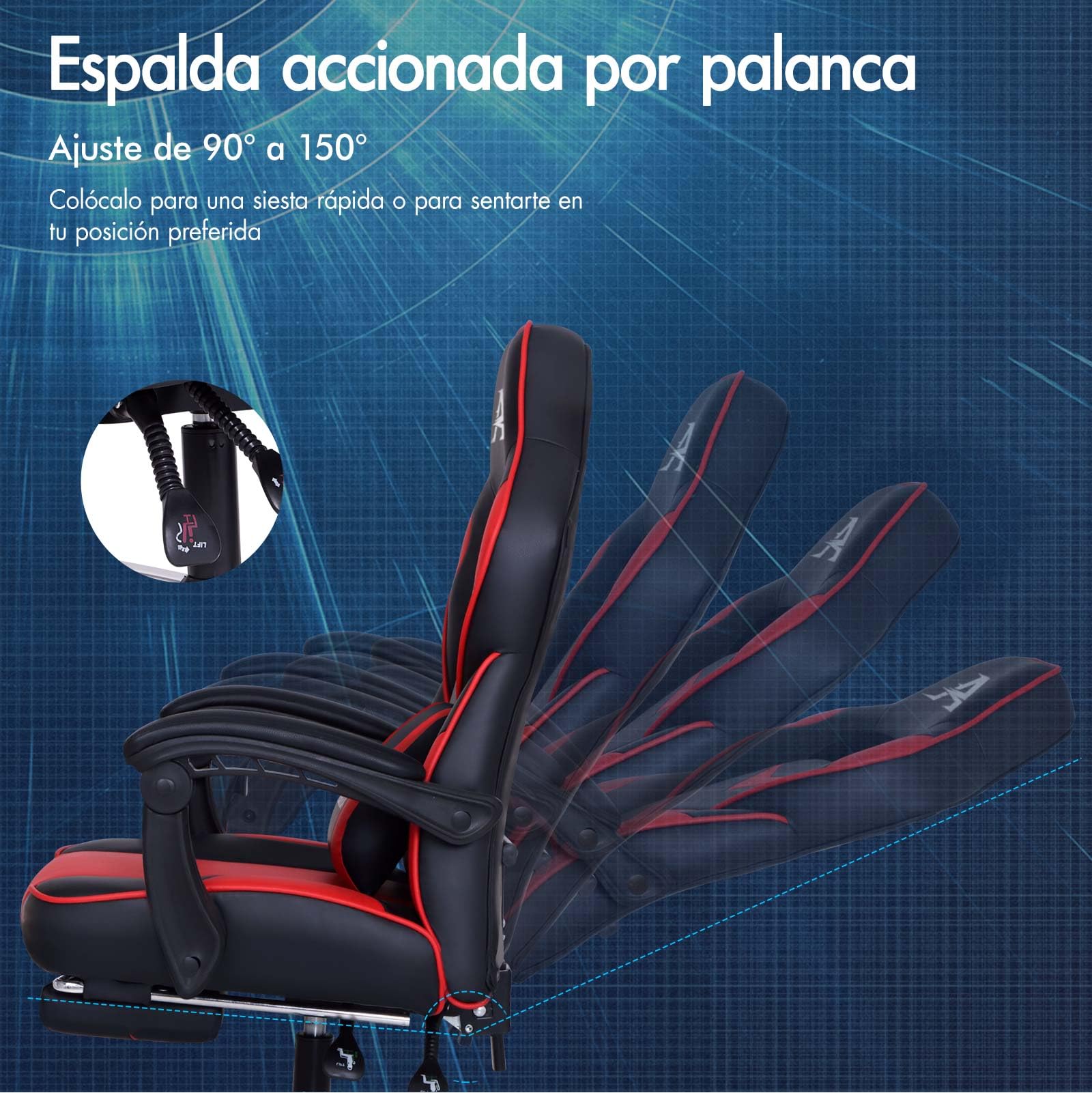 ALFORDSON Silla de Oficina para Juegos, 2 Puntos de Masaje con Soporte ergonómico, Comodidad Lujosa, con reposapiés, reposabrazos de Cuero sintético, Silla para el hogar, Cuero sintético, Rojo