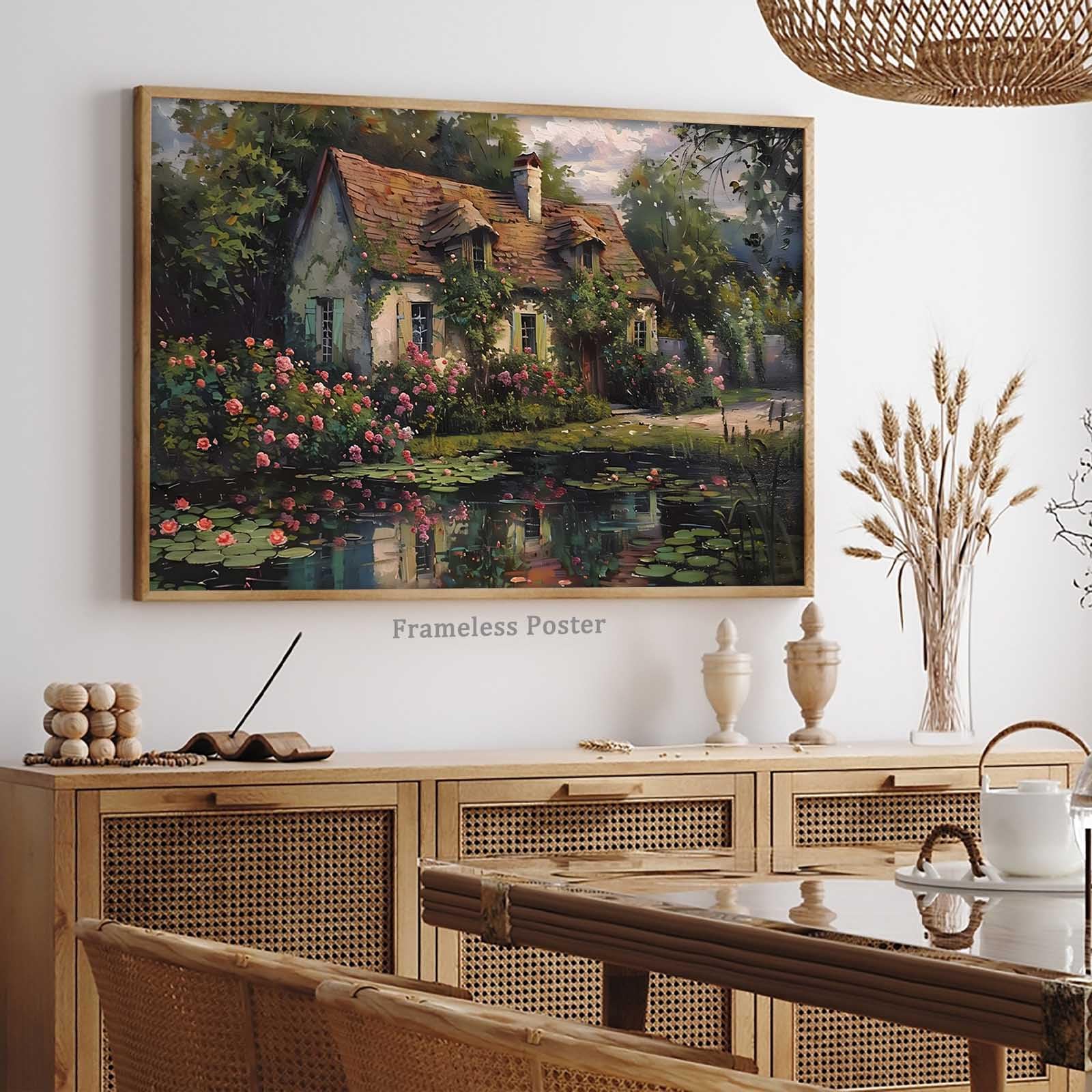 YCPRIMER Vintage Farmhouse Painting Canvas Print - Rustic Wildflower Meadow Landscape, 70x31 Inch, For Living Room/Bedroom - View #8