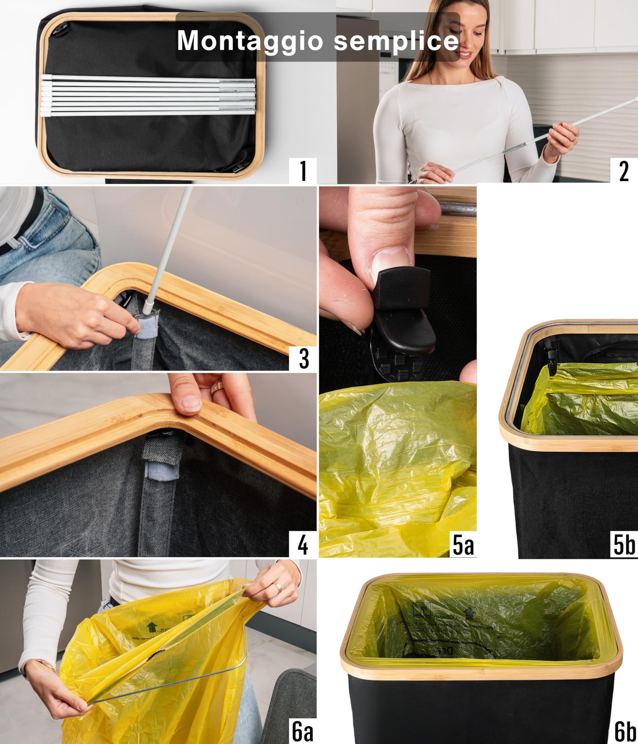 Deco haus Supporto per sacchi gialli 90-120L [borsa di trasporto extra]