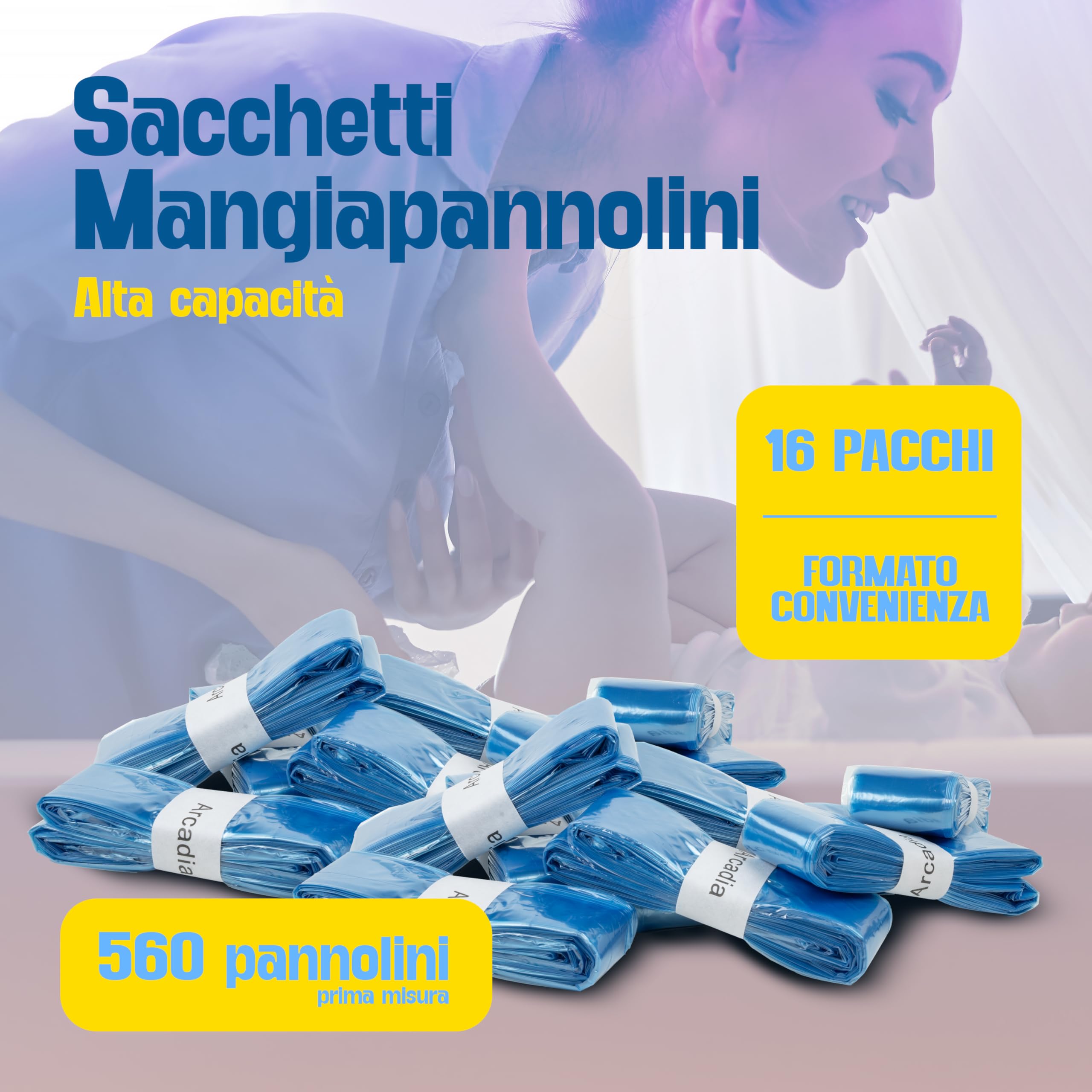 16 x Ricarica Mangiapannolini di Plastica Compatibili con Maialino Tommee Tippee - Foppapedretti - Litter Locker - AngelCare Ottagonale e con Tutti i Tipi di Ricariche Sacchetti Mangiapannolini (16)