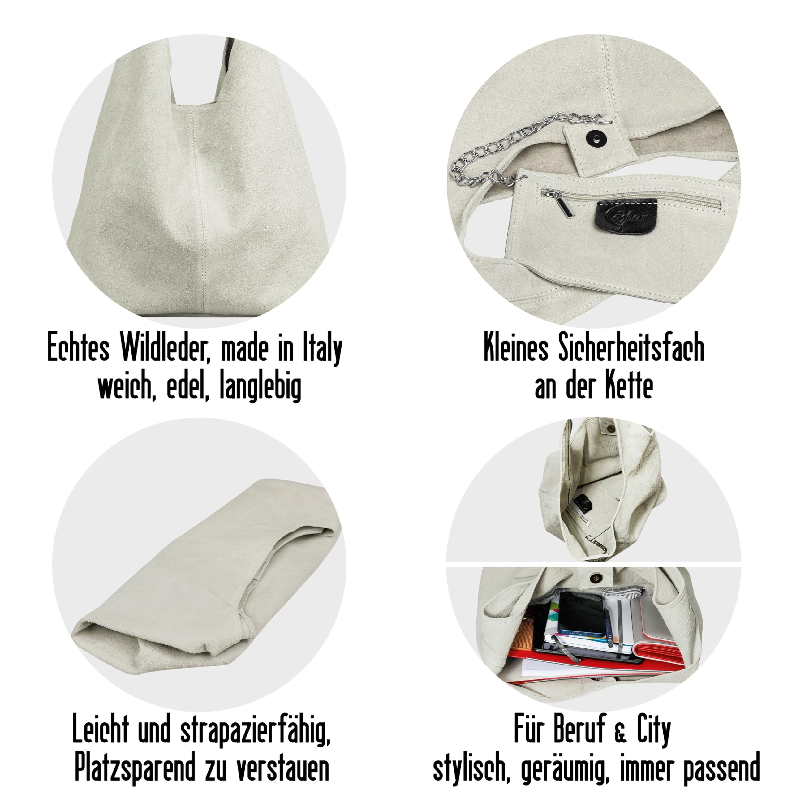 Caspar große Damen Wildleder Tasche Hobo Bag Shopper - CLASSIC LINE - Modell No.767 - Made in Italy