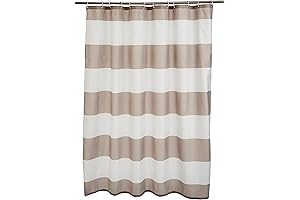 Tan and White Shower Curtain for Stylish Bathroom Decor