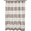 Amazon Basics Water Resistant Fabric Bathroom Shower Curtain with Grommets and Hooks, Machine Washable, 72'' x 72'', Large Light Brown, Beige