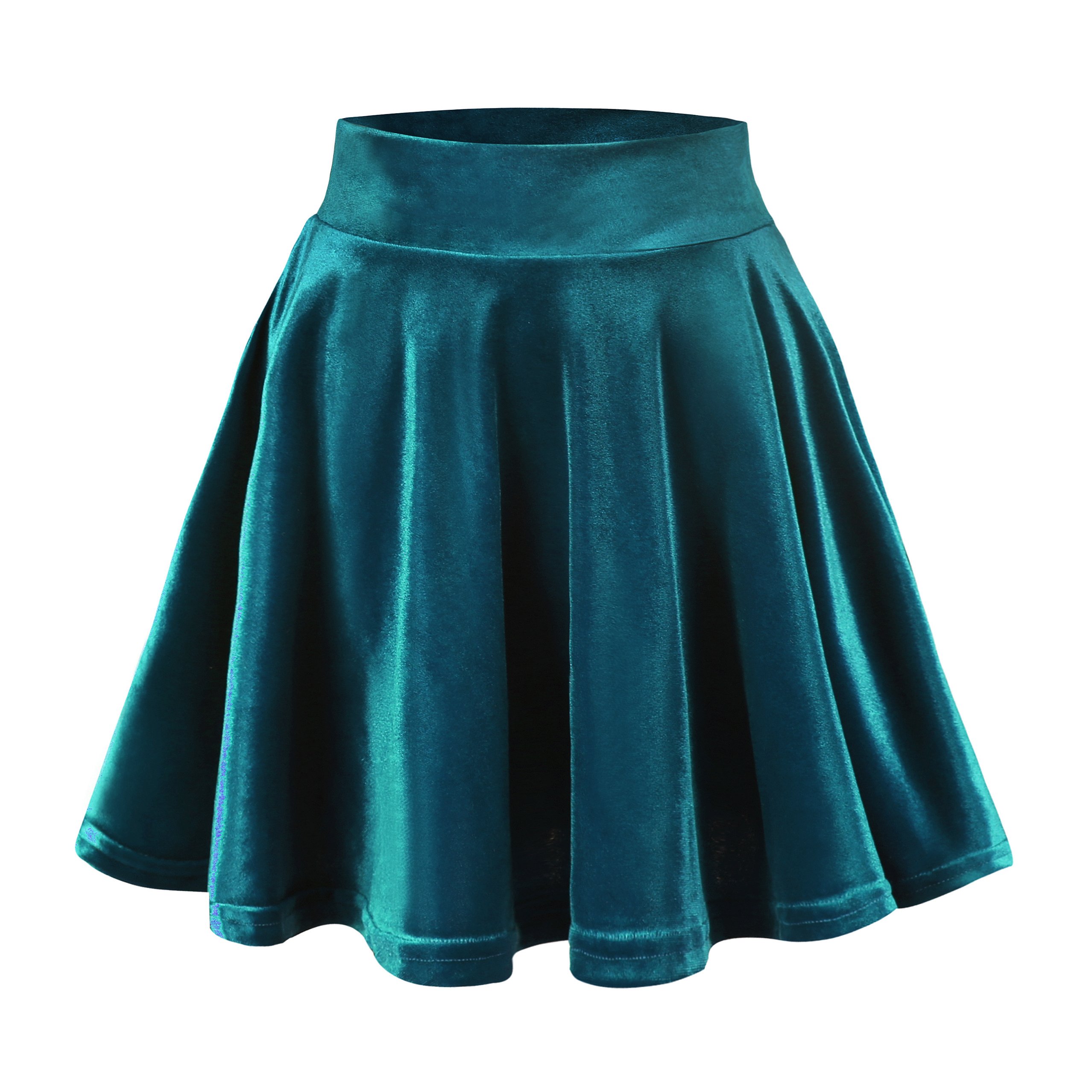 Urban Cocowomens Vintage Velvet Stretchy Mini Flared Skater Skirt