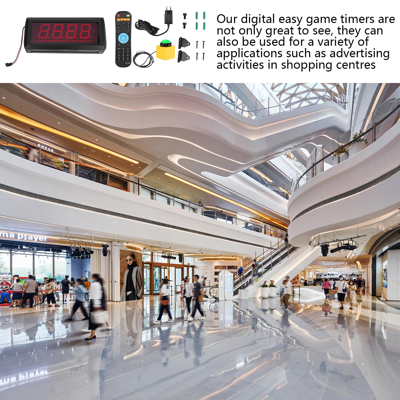 10S Temporizador de Juego LED, Temporizador de Cuenta Regresiva con Control Remoto, Área Visible de 20m CA 100-240V para Tienda, Supermercado, Centro Comercial